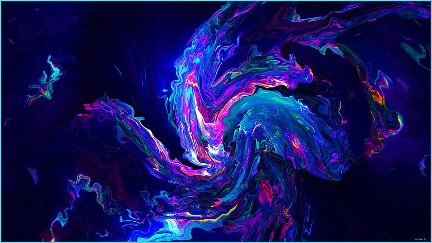 Vibrant Neon Abstract Swirls with Electric Blue and Magenta Fluid Art HD wallpaper