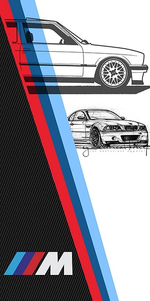 BMW M Series Sketches Wallpaper with Carbon Fiber and Racing Stripes HD phone wallpaper