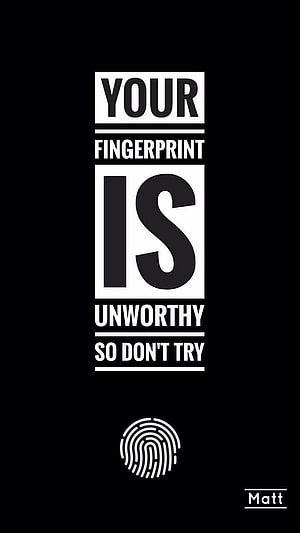 Minimalist Black and White Typography Quote Wallpaper With Fingerprint Icon HD phone wallpaper