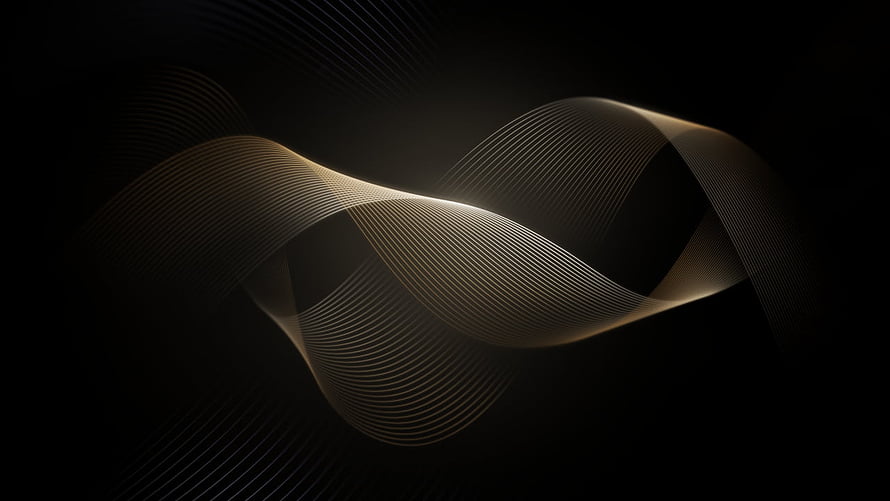 Golden Abstract Wave Lines on Dark Black Background HD wallpaper