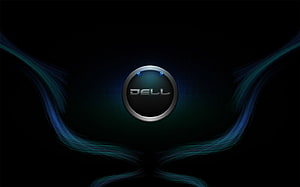 Dell Logo with Glowing Blue Light Trails on Dark Background HD wallpaper