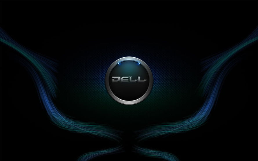 Dell Logo with Glowing Blue Light Trails on Dark Background HD wallpaper