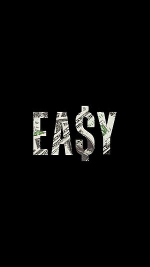 Easy Money Text Art Wallpaper With Dollar Bill Texture On Black Background HD phone wallpaper