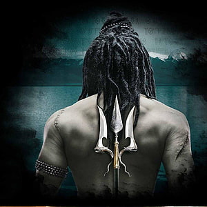 Mahakal Bhole Nath Warrior Back View with Trident and Dreads HD phone wallpaper