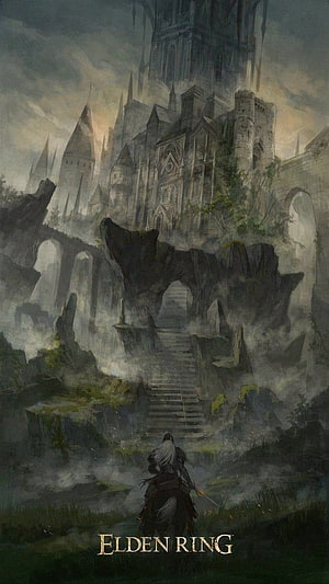 Elden Ring Tarnished Knight Approaching Ancient Castle Ruins Fantasy Landscape HD phone wallpaper