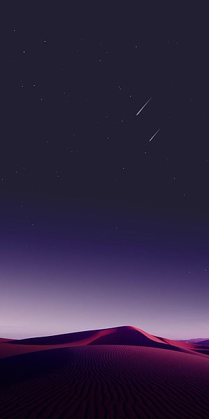 Violet Desert Dunes Under a Starry Night Sky with Shooting Stars HD phone wallpaper