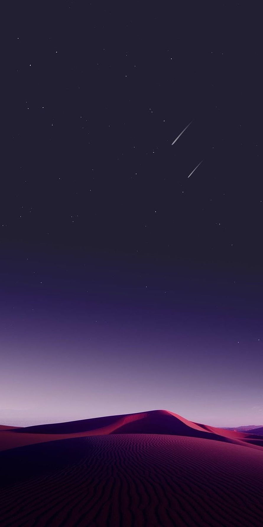 Violet Desert Dunes Under a Starry Night Sky with Shooting Stars HD phone wallpaper