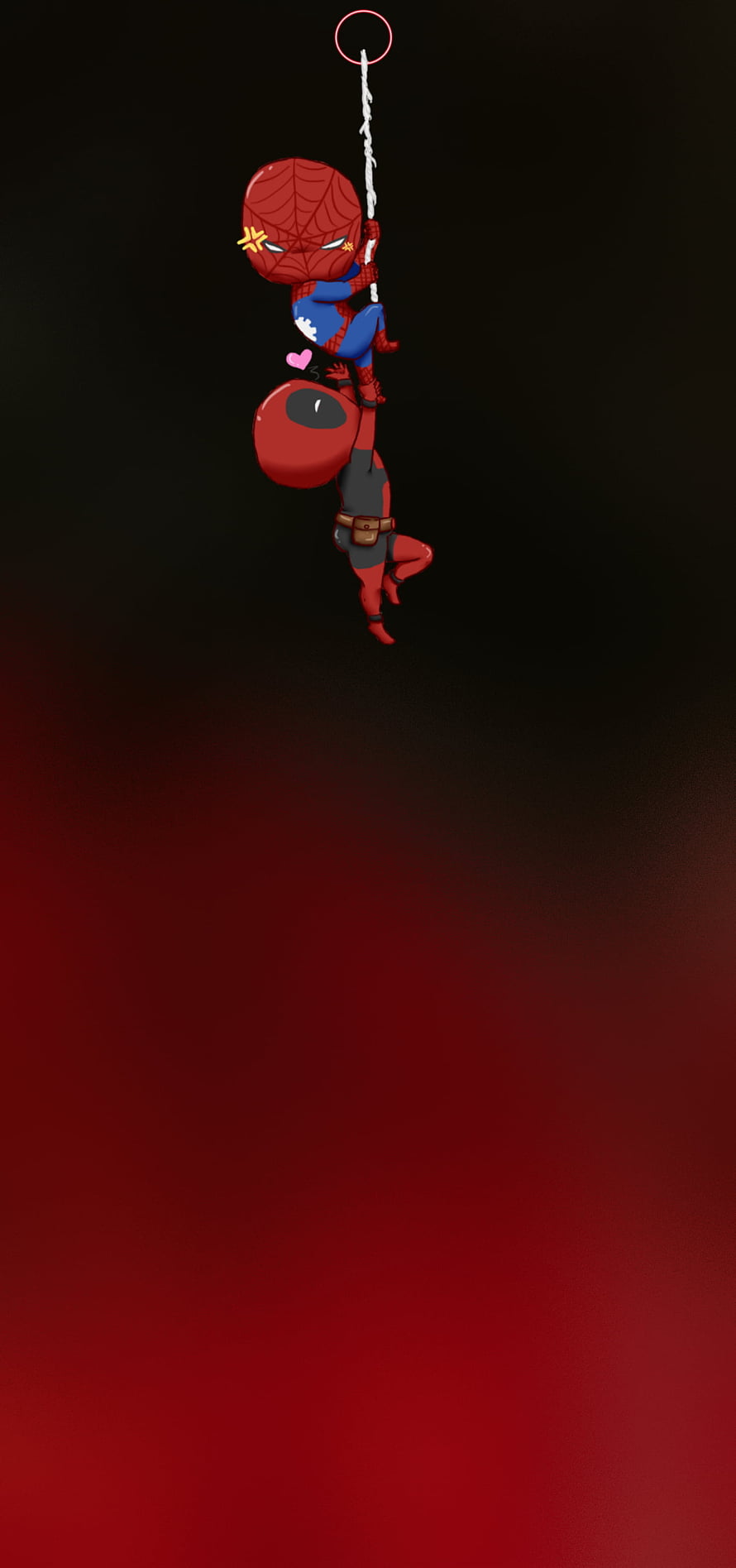 Cute Chibi Spider-Man and Deadpool Hanging on Web Wallpaper, Samsung Galaxy S20 Ultra For Punch Hole. Samsung Galaxy , Deadpool , Samsung HD phone wallpaper