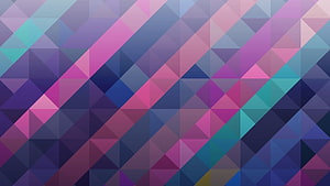 Vibrant Geometric Mosaic Pattern with Diagonal Triangles in Purple and Blue Tones HD wallpaper