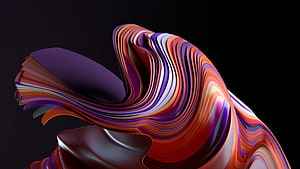 Vibrant 3D Abstract Wavy Ribbon Sculpture on Dark Background HD wallpaper