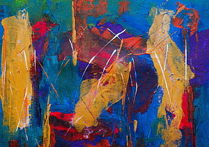Vibrant Abstract Acrylic Painting with Bold Brushstrokes and Textured Canvas Surface HD wallpaper