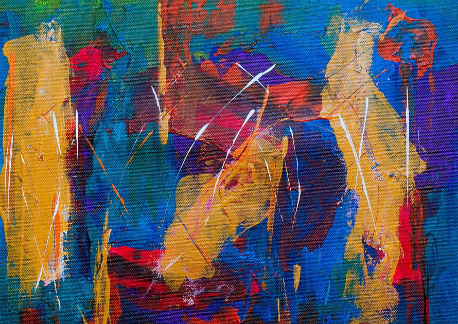 Vibrant Abstract Acrylic Painting with Bold Brushstrokes and Textured Canvas Surface HD wallpaper
