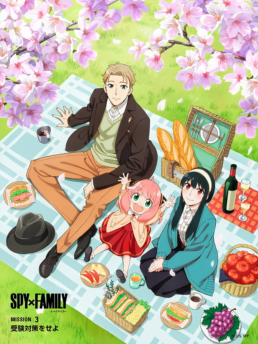 Spy x Family Loid Yor and Anya Enjoying a Spring Picnic Under Cherry Blossoms HD phone wallpaper