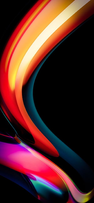 Vibrant Abstract Flowing Ribbons on Black Background HD phone wallpaper