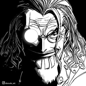 Silver Rayleigh Portrait in Dramatic Black and White One Piece Manga Style HD phone wallpaper