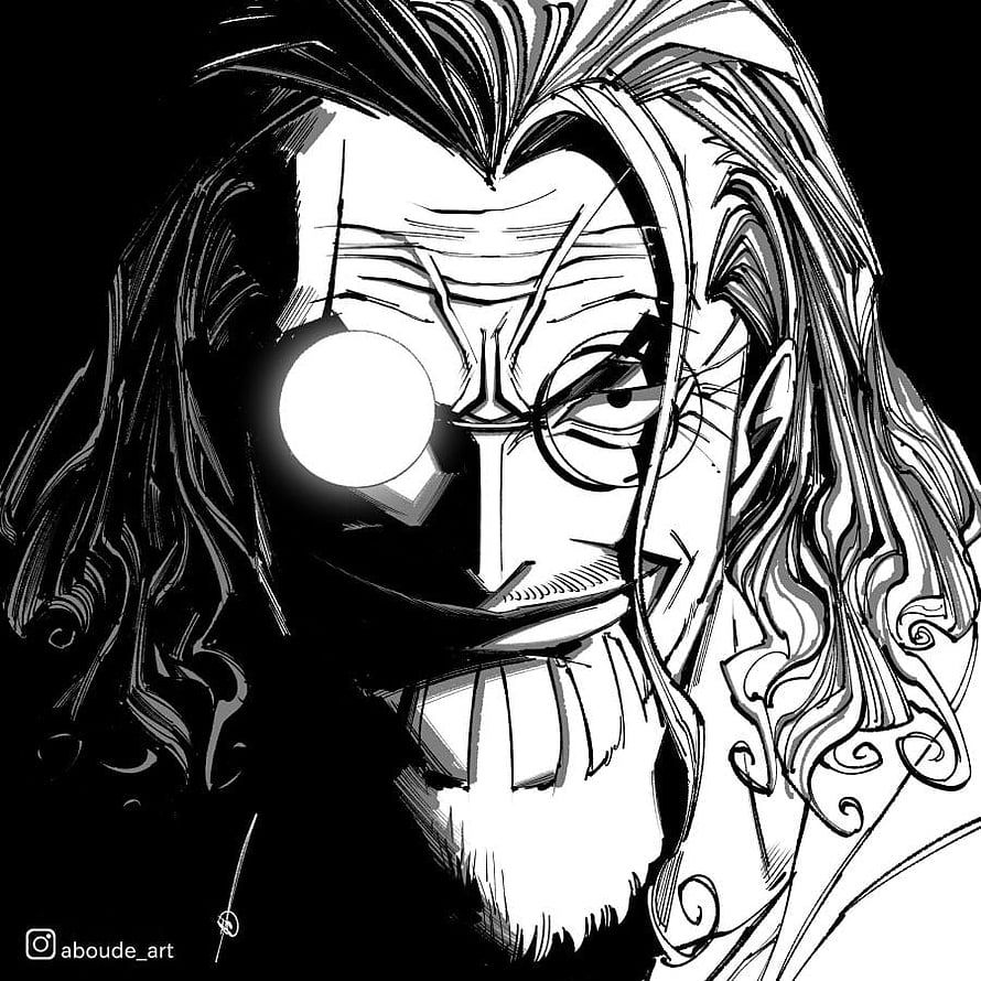 Silver Rayleigh Portrait in Dramatic Black and White One Piece Manga Style HD phone wallpaper