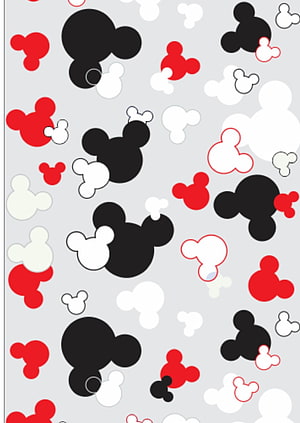 Mickey Mouse Head Silhouette Pattern in Red Black and White on Light Gray Background HD phone wallpaper