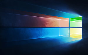 Windows 10 Default Desktop Wallpaper with Colorful Light Beams HD wallpaper