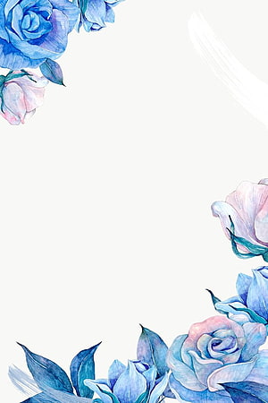 Elegant Blue and Pink Watercolor Roses Floral Border Illustration HD phone wallpaper