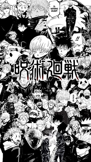 Jujutsu Kaisen Manga Characters Black And White Collage Wallpaper, Anime Manga Black And White, Jujutsu Kaisen Collage HD phone wallpaper