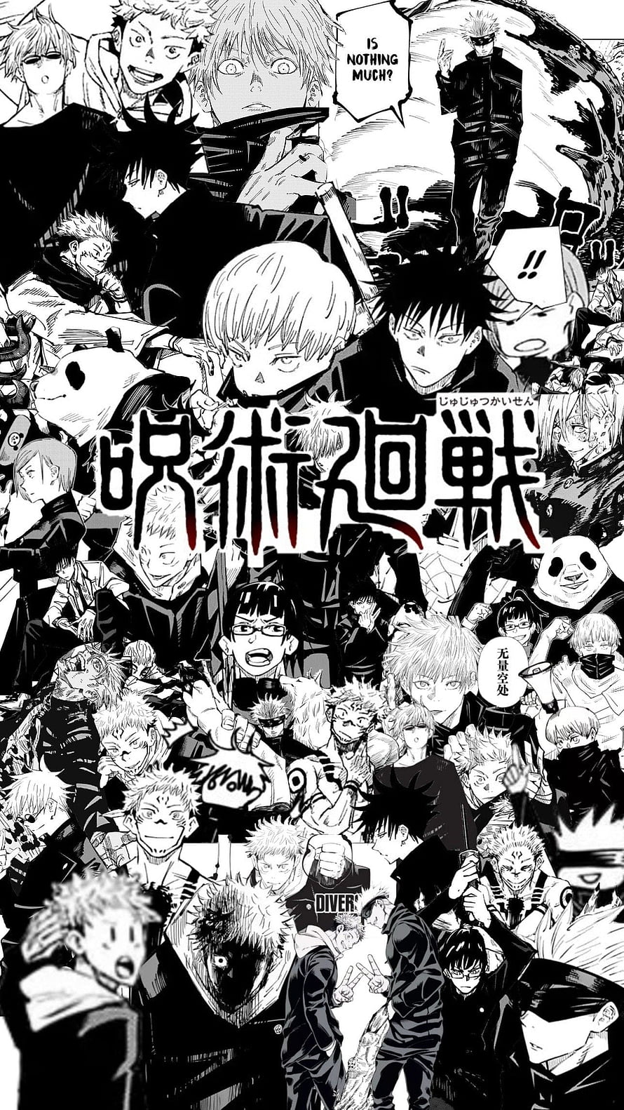 Jujutsu Kaisen Manga Characters Black And White Collage Wallpaper, Anime Manga Black And White, Jujutsu Kaisen Collage HD phone wallpaper