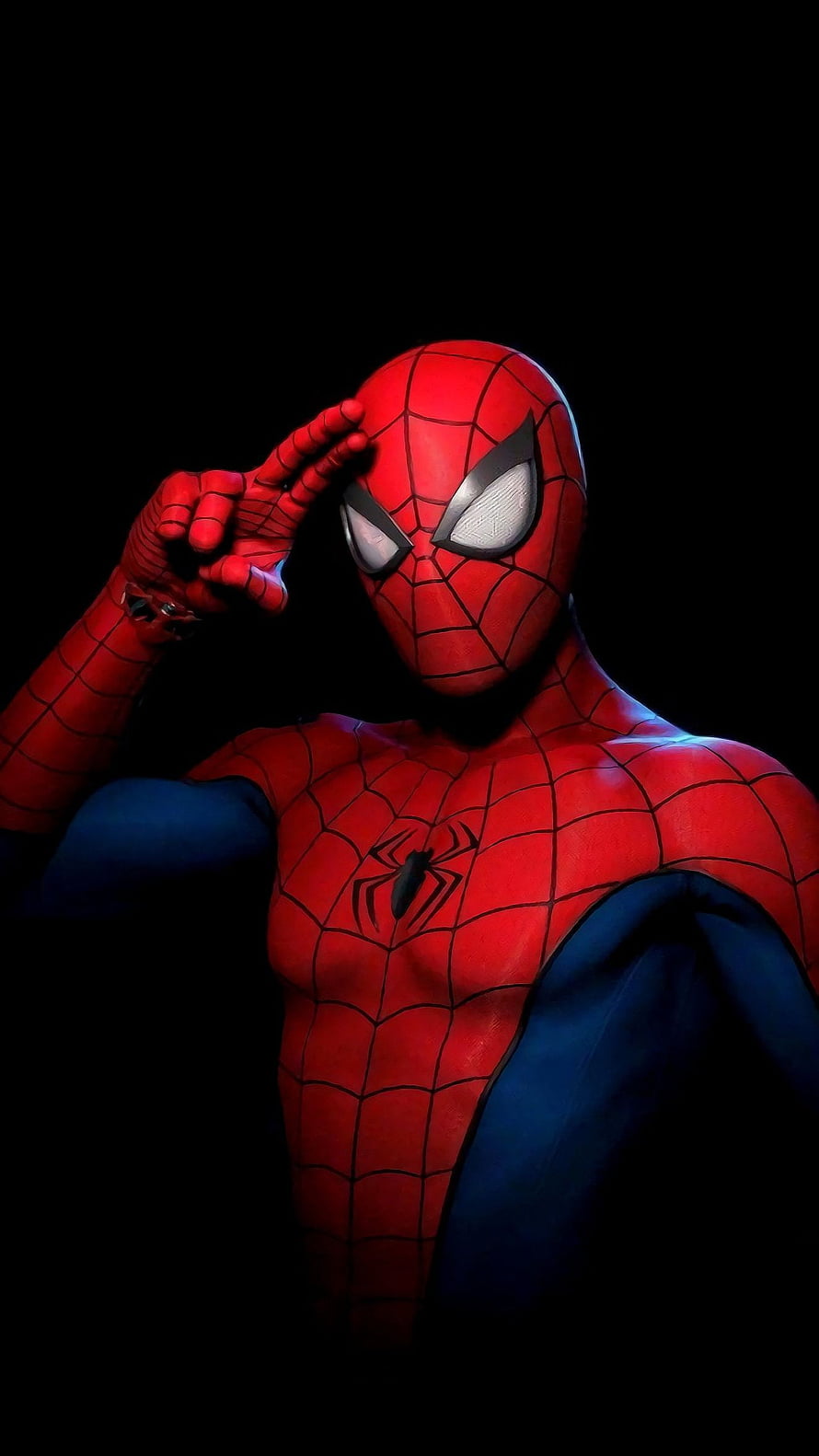 Spider-Man Saluting Portrait in Classic Red and Blue Suit, Spiderman, superhero HD phone wallpaper