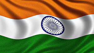 Waving Indian National Flag With Ashoka Chakra Symbol On White Stripe HD wallpaper