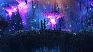 Avatar The Way of Water Bioluminescent Forest Concept Art Wallpaper HD wallpaper