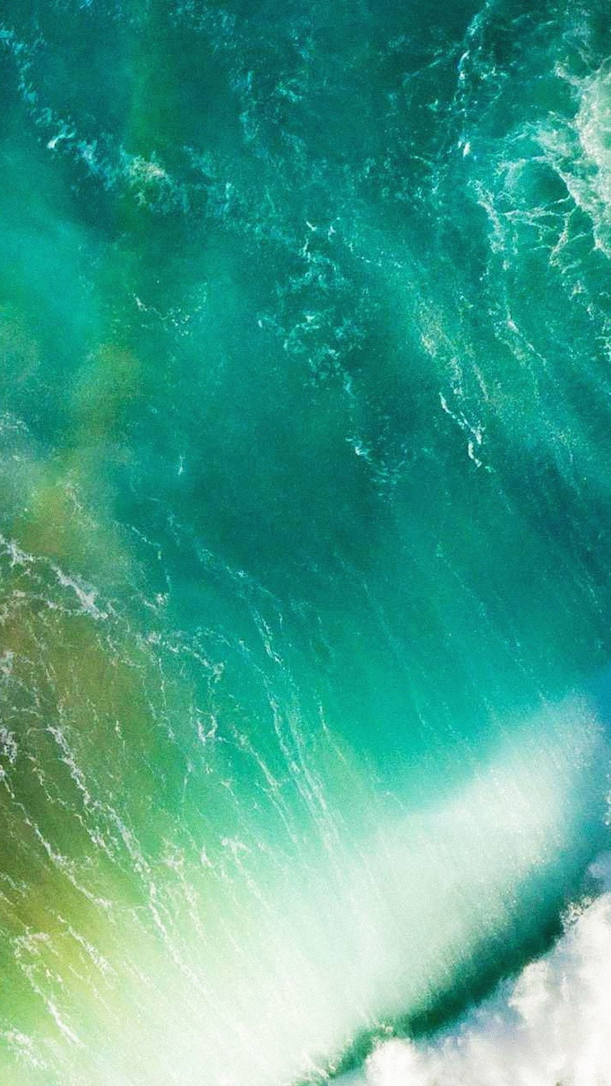 Aerial View of Turquoise Ocean Waves Crashing with White Foam HD phone wallpaper