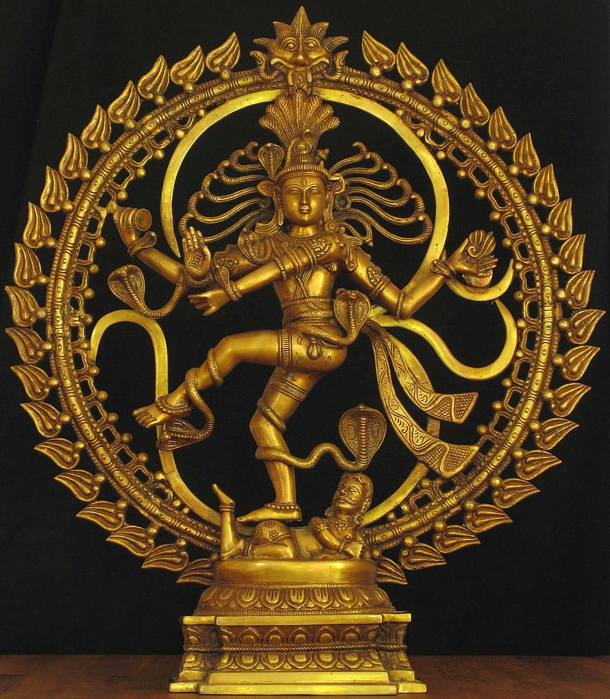 Golden Nataraja Statue of Shiva Dancing in Cosmic Circle HD phone wallpaper