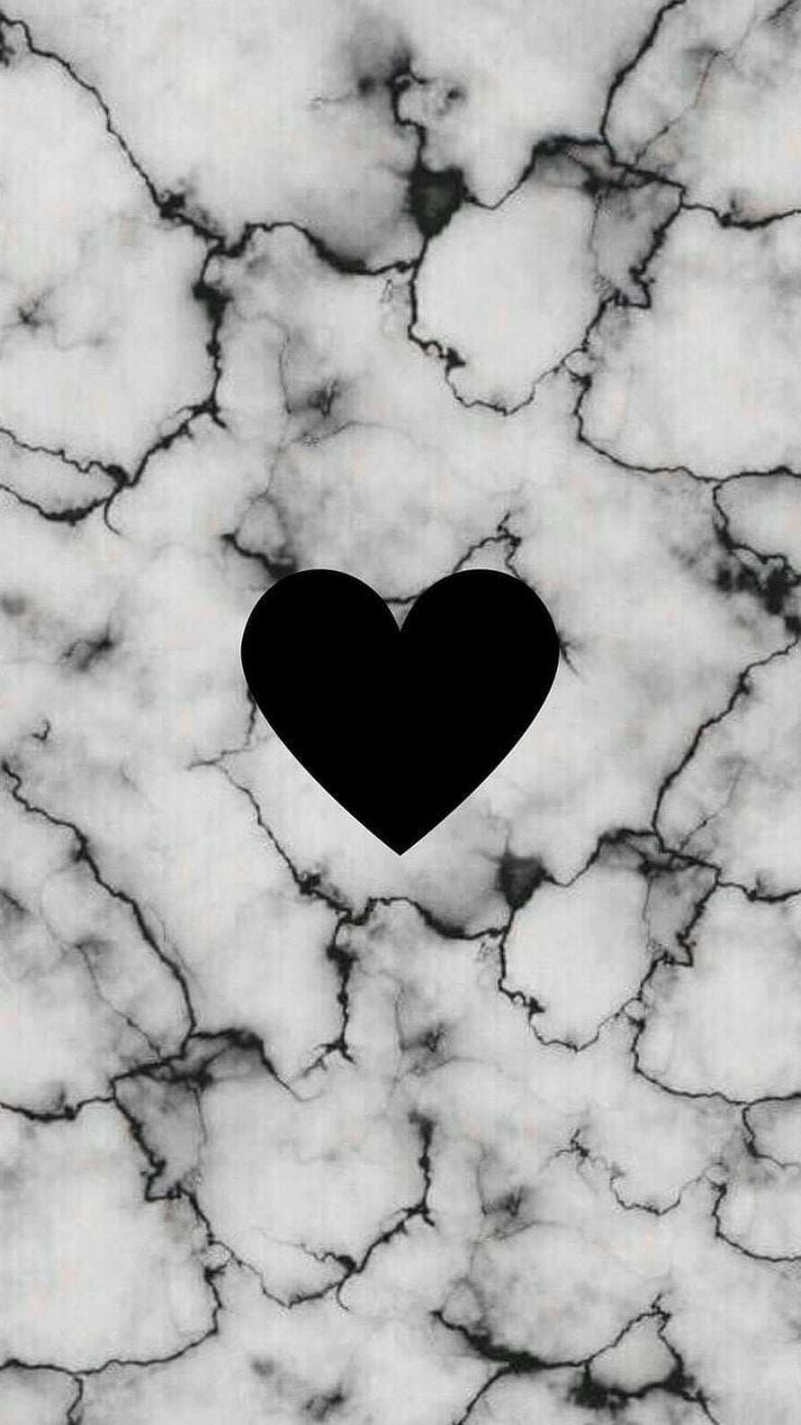 Minimalist Black Heart on White Marble Texture Background HD phone wallpaper