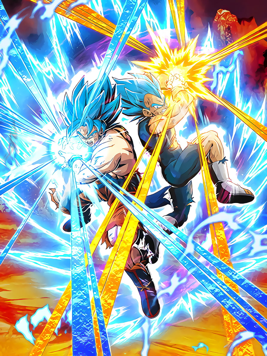 Dragon Ball Super Goku and Vegeta Super Saiyan Blue Battle Artwork HD phone wallpaper