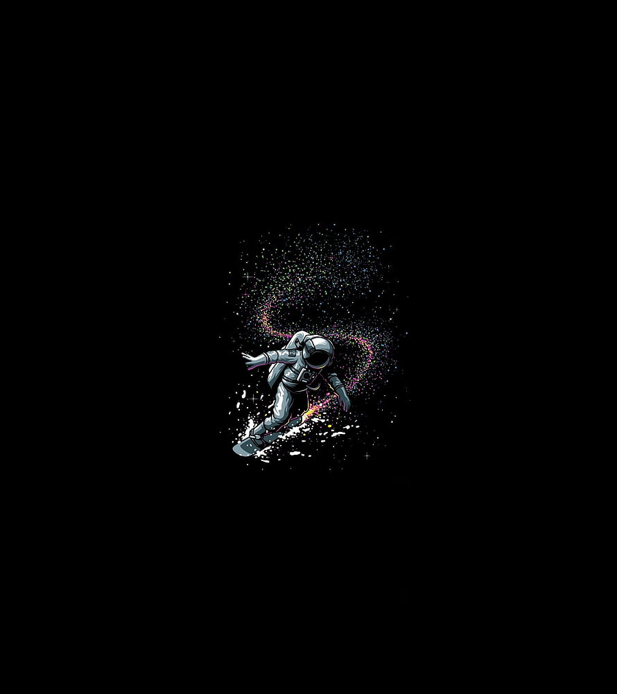 Astronaut Skateboarding Through a Cosmic Galaxy of Stars and Sparkles HD phone wallpaper