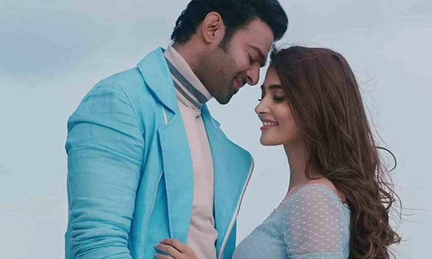 Radhe Shyam Romantic Couple Portrait in Pastel Blue Attire HD wallpaper