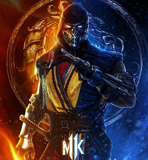 Scorpion and Sub-Zero Split Character Artwork from Mortal Kombat 11 HD phone wallpaper