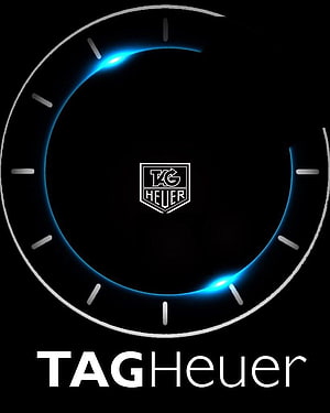 TAG Heuer Logo Wallpaper with Blue Neon Ring and Black Background HD phone wallpaper