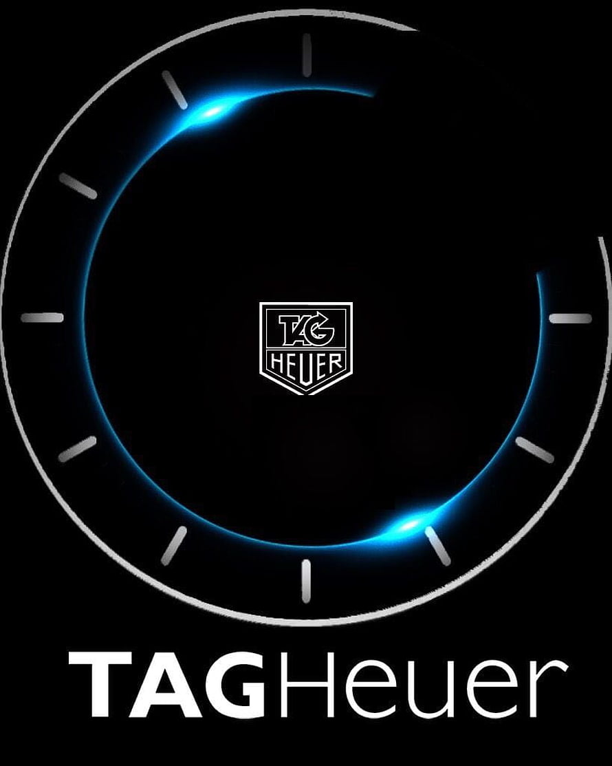 TAG Heuer Logo Wallpaper with Blue Neon Ring and Black Background HD phone wallpaper