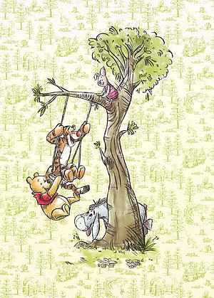 Winnie the Pooh and Friends Playing on a Tree Swing in the Hundred Acre Wood HD phone wallpaper