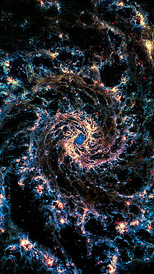 James Webb Space Telescope Captures Phantom Galaxy in Vibrant Cosmic Nebula HD phone wallpaper