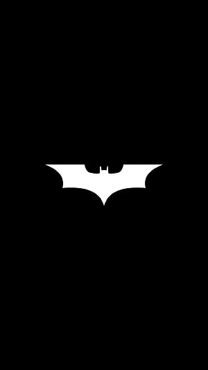 Minimalist Batman Symbol on Black Background, Batman Logo BW, symbol, art HD phone wallpaper