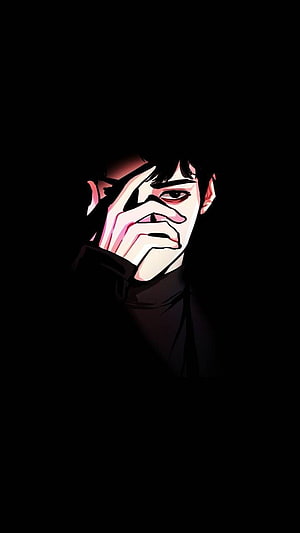 Mysterious Anime Boy Covering Face in Darkness HD phone wallpaper