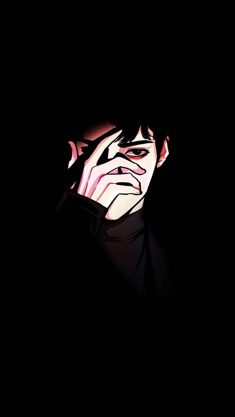 Mysterious Anime Boy Covering Face in Darkness HD phone wallpaper