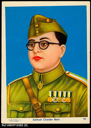 Vintage Portrait of Subhas Chandra Bose in Military Uniform with Medals HD phone wallpaper