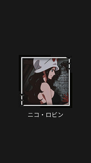 Nico Robin from One Piece in a white hat against a dark stone wall HD phone wallpaper
