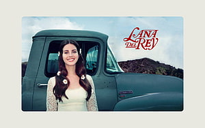 Lana Del Rey in Vintage Style with Flowers in Hair Beside Classic Truck HD wallpaper
