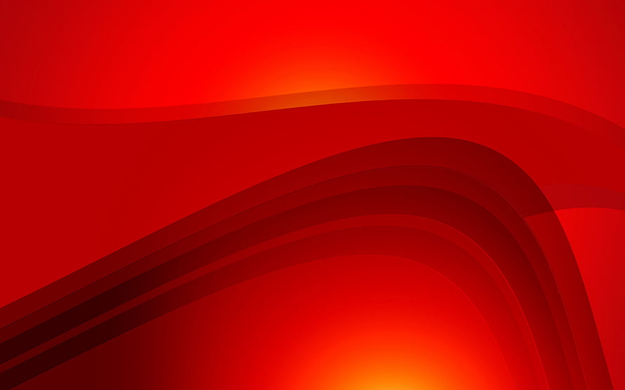 Vibrant red abstract background with flowing curved waves and warm orange glow accents HD wallpaper