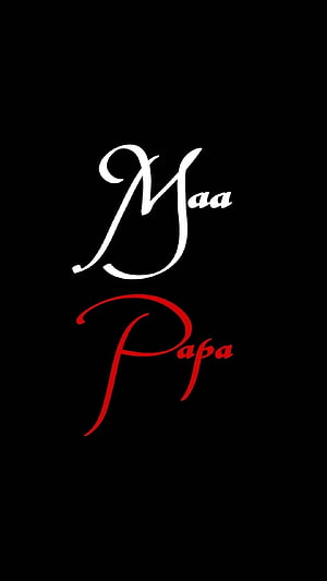 Elegant Maa Papa Calligraphy Design on Black Background HD phone wallpaper