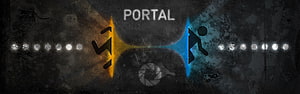 Portal Video Game Concept Art Featuring Blue and Orange Portals HD wallpaper