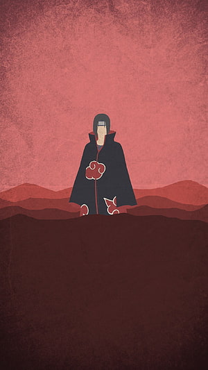 Itachi Uchiha Akatsuki Cloak Minimalist Anime Art Wallpaper HD phone wallpaper