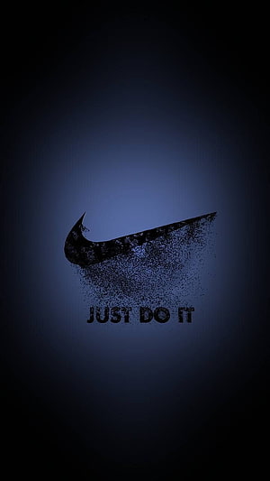 Nike Swoosh Logo With Just Do It Slogan On Dark Blue Background HD phone wallpaper